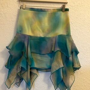 NEIMAN MARCUS Monkey Wear Girls Silk tye dye asymmetrical skirt. Sz 14